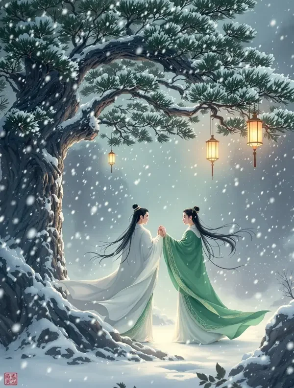 传媒短剧《雪落无声遇见你》封面海报